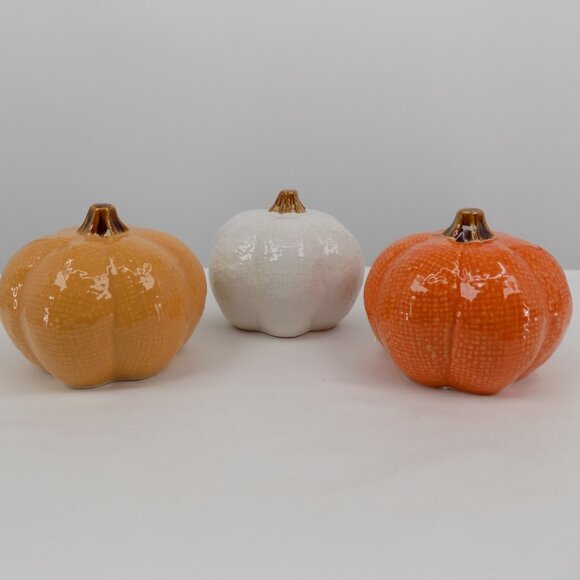 Ashland Other - Set of 3 Ashland Ceramic Pumpkins Fall Heirloom Harvest Tabletop Decor New